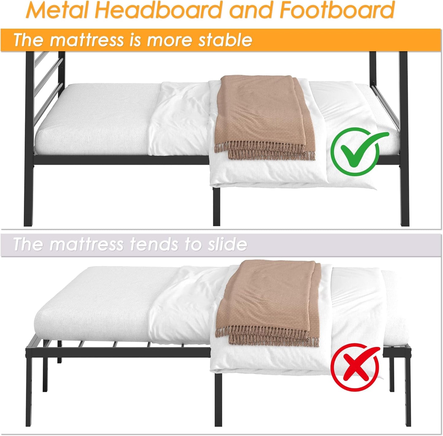 King Size Canopy Bed Frame, Four Poster Metal Canopy King Size Bed Frame, Heavy Duty Mattress Foundation with Underbed Storage, No Box Spring Needed, Easy Assembly, Black