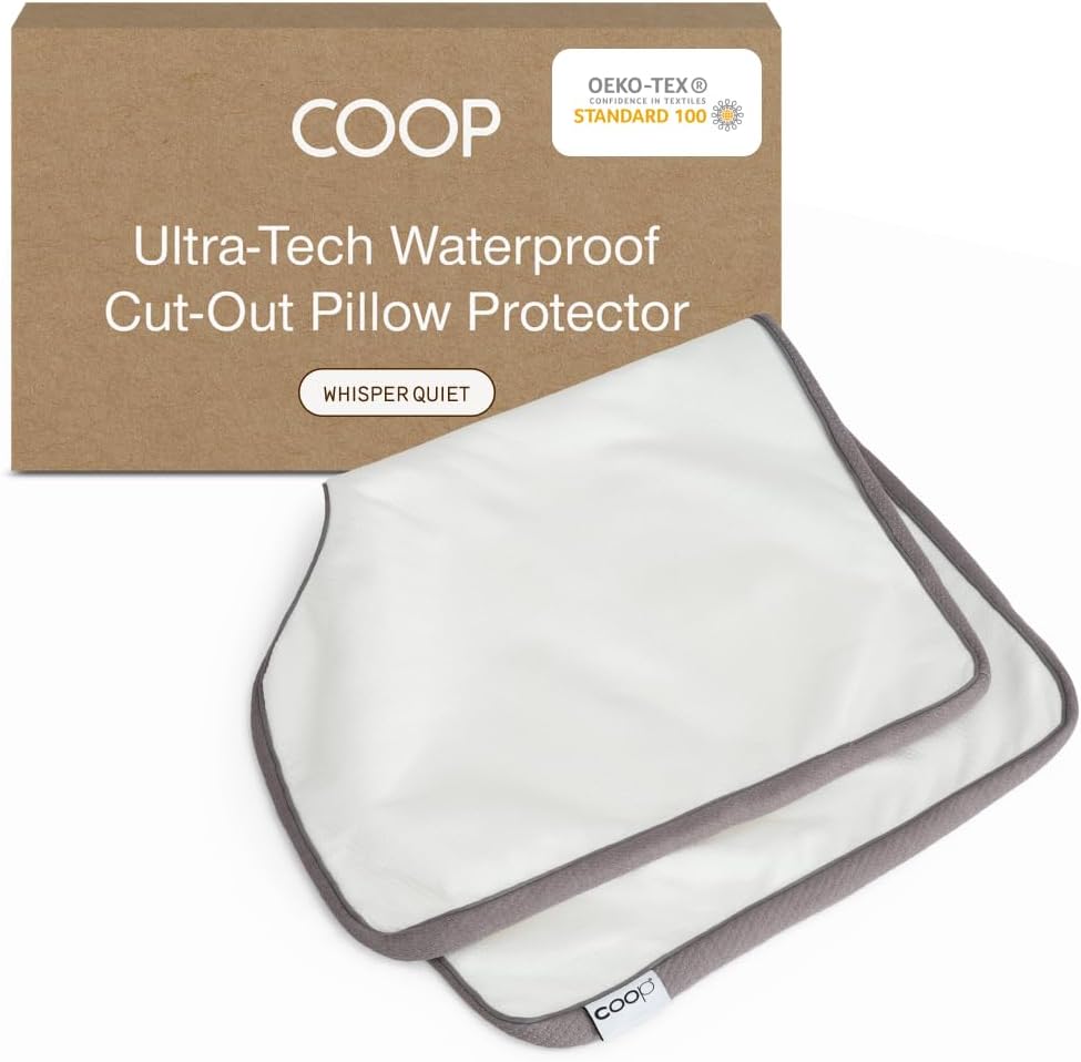 Coop Home Goods Ultra-Tech Pillow Protector for Memory Foam Pillows, Waterproof, Pack of 2 Queen Size Pillow Covers, Oeko-Tex Certified, Breathable, Zippered Covers, Machine Washable