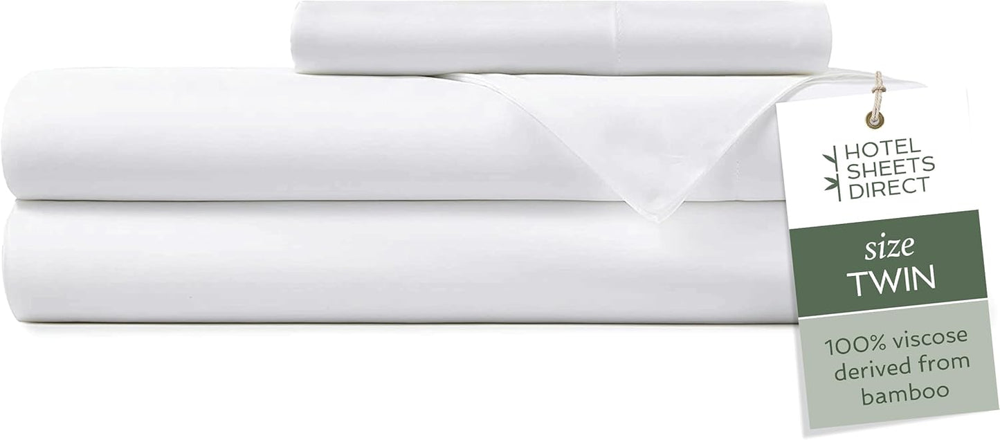 Hotel Sheets Direct 4 Piece Bed Sheet Set Queen Size, 100% Viscose Derived from Bamboo Sheets Set with 2 Pillowcases, Cooling & Breathable Luxury Bedding, Moisture-Wicking & Silky Soft, Light Gray