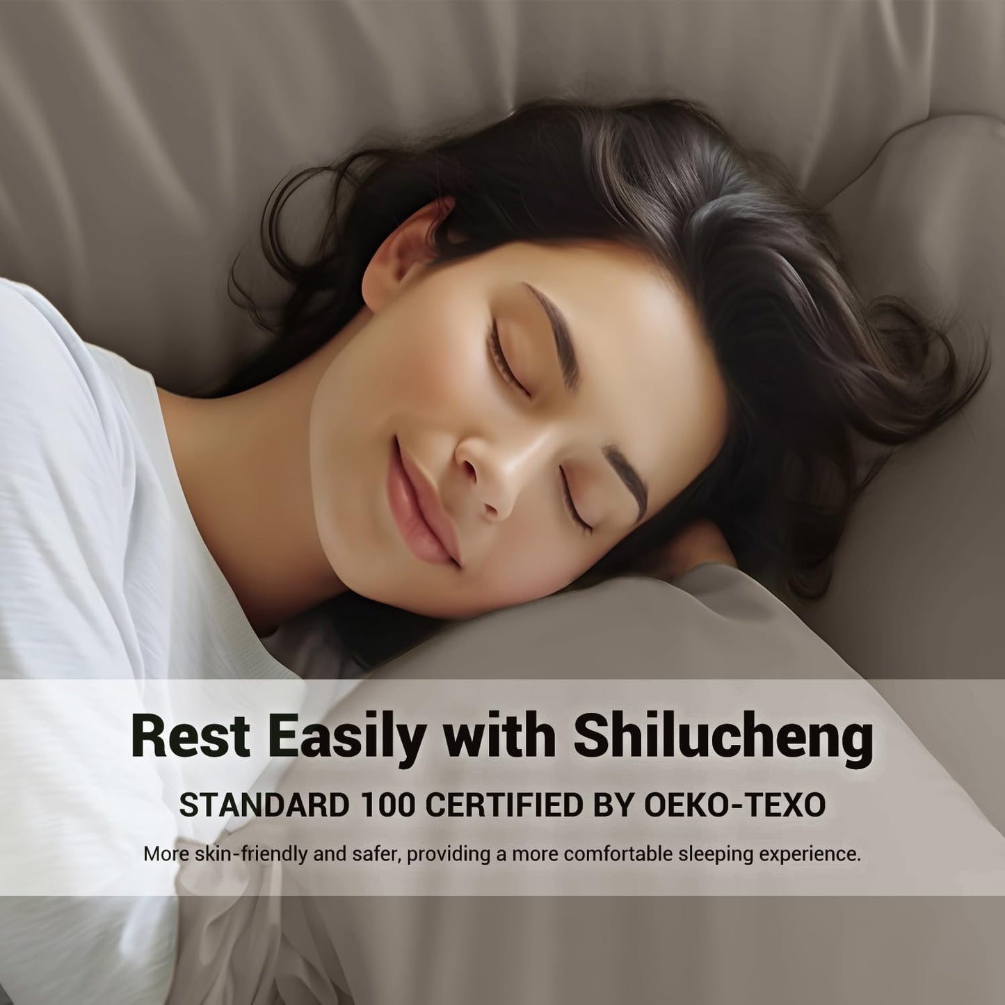 Shilucheng 4 Piece King Sheet Sets, Cooling Sheets, Blend Rayon Derived from Bamboo, Deep Pocket Up to 16", Breathable & Soft Bed Sheets, Hotel Silky Bedding Set, Taupe