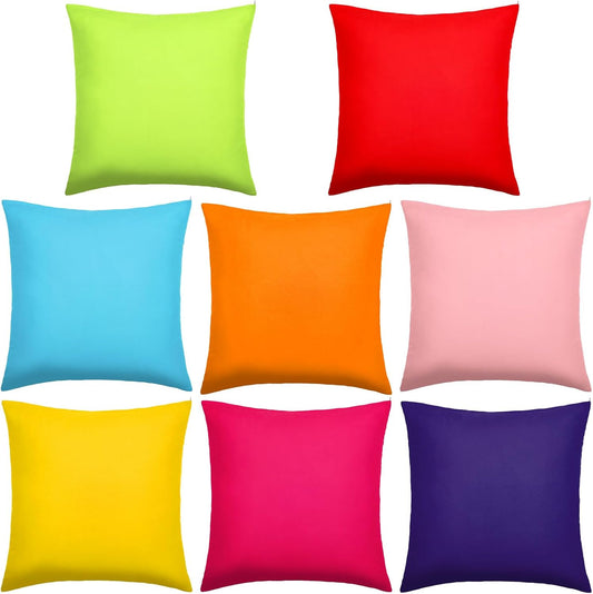 Preboun 8 Pcs 20 x 20 Inch Fresh Colors Decorative Throw Pillow Covers Mixed Solid Color Square Pillow Cases Colorful Cushion Cover for Classroom Couch Bedroom Patio Garden (Covers Only)