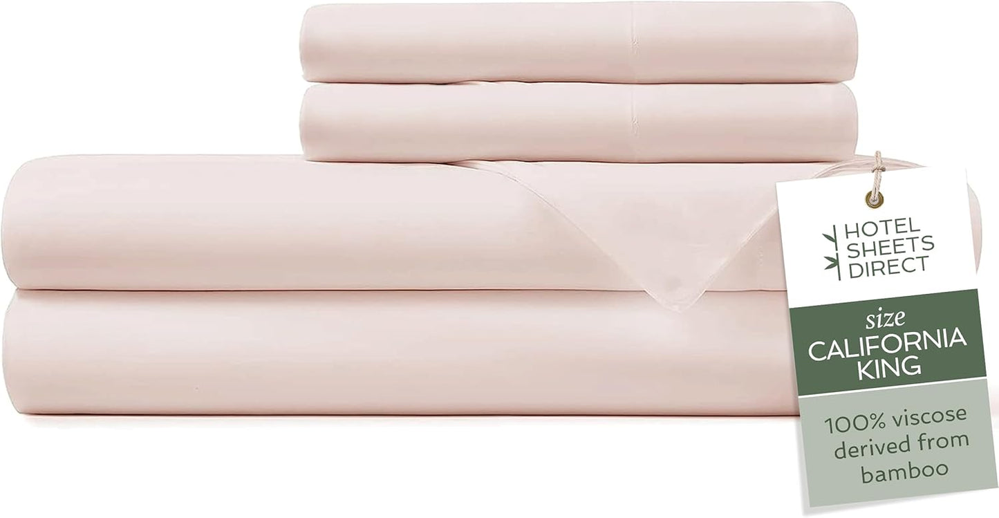 Hotel Sheets Direct 4 Piece Bed Sheet Set Queen Size, 100% Viscose Derived from Bamboo Sheets Set with 2 Pillowcases, Cooling & Breathable Luxury Bedding, Moisture-Wicking & Silky Soft, Light Gray