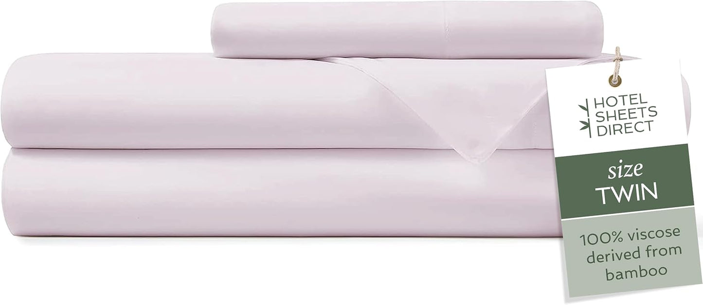 Hotel Sheets Direct 4 Piece Bed Sheet Set Queen Size, 100% Viscose Derived from Bamboo Sheets Set with 2 Pillowcases, Cooling & Breathable Luxury Bedding, Moisture-Wicking & Silky Soft, Light Gray