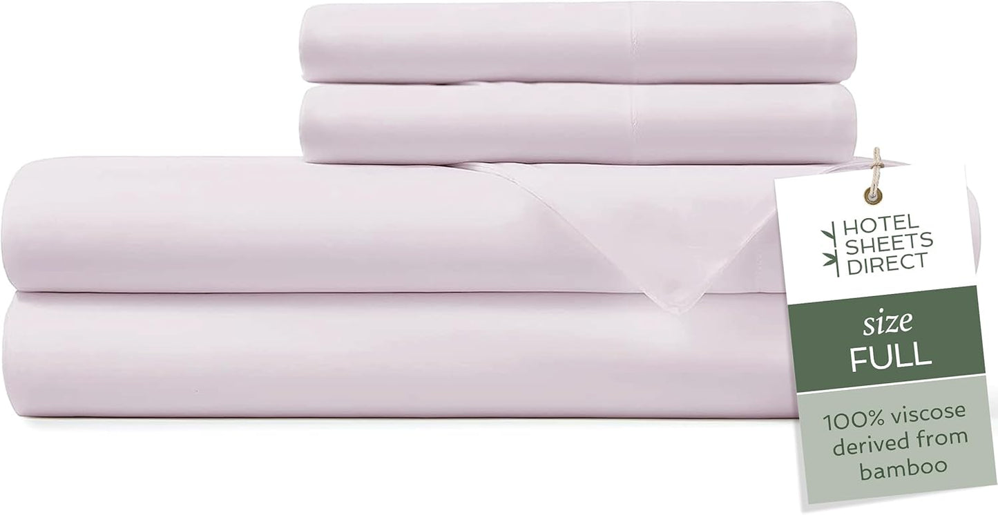 Hotel Sheets Direct 4 Piece Bed Sheet Set Queen Size, 100% Viscose Derived from Bamboo Sheets Set with 2 Pillowcases, Cooling & Breathable Luxury Bedding, Moisture-Wicking & Silky Soft, Light Gray