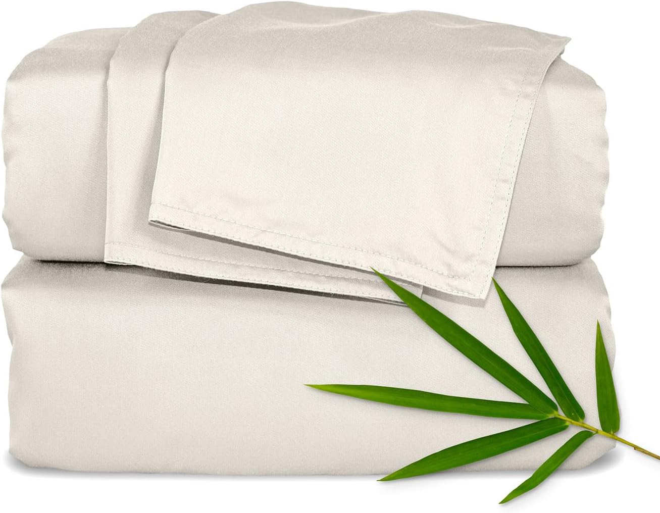 King Sheets by Pure Bamboo, Genuine 100% Organic Viscose Derived from Bamboo Bed Sheet Set, Luxuriously Soft & Cooling, Double Stitching, Lifetime Quality Promise (King, Ivory)