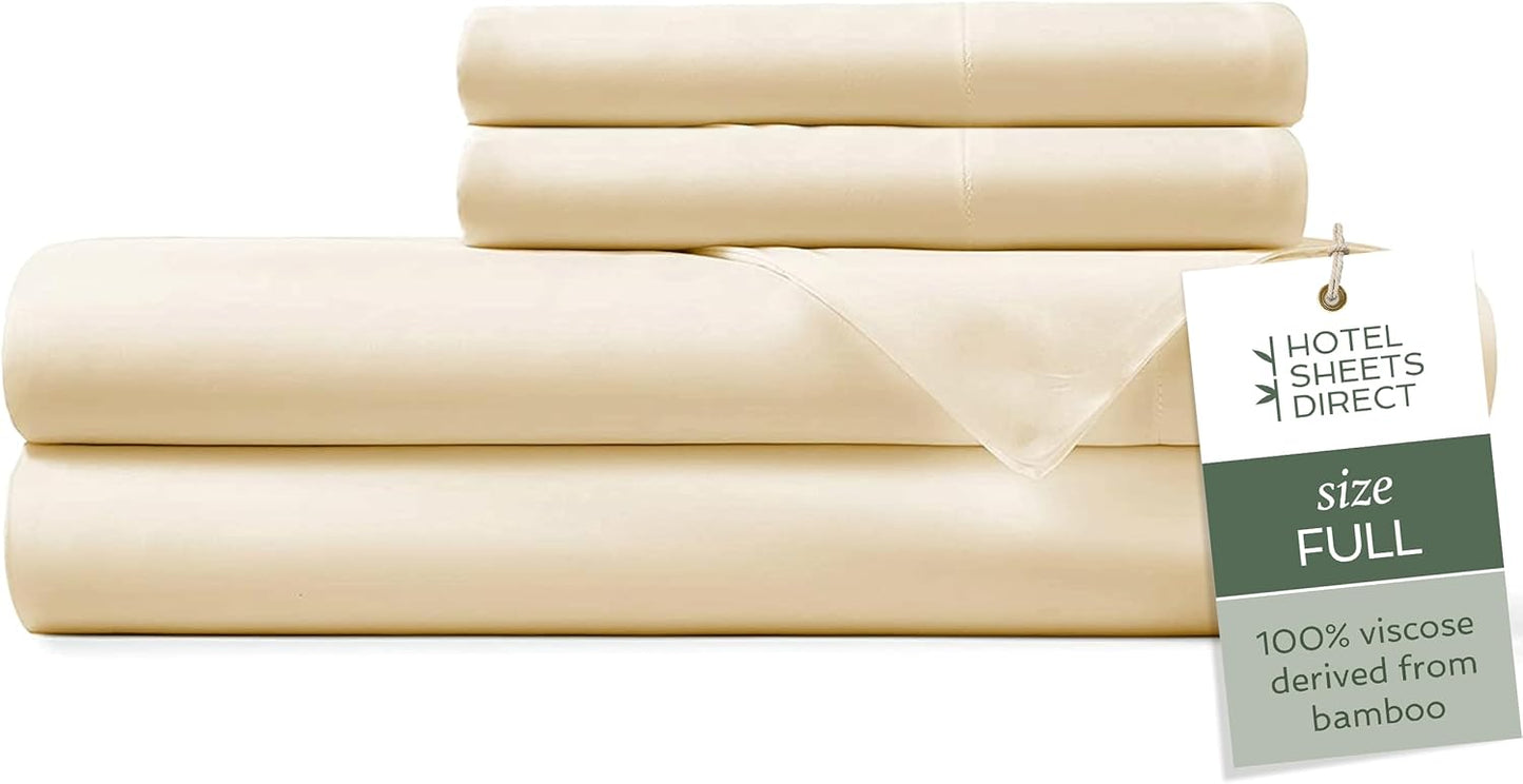 Hotel Sheets Direct 4 Piece Bed Sheet Set Queen Size, 100% Viscose Derived from Bamboo Sheets Set with 2 Pillowcases, Cooling & Breathable Luxury Bedding, Moisture-Wicking & Silky Soft, Light Gray