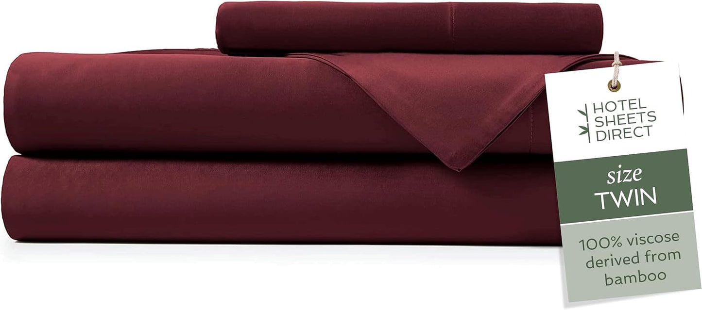 Hotel Sheets Direct 4 Piece Bed Sheet Set Queen Size, 100% Viscose Derived from Bamboo Sheets Set with 2 Pillowcases, Cooling & Breathable Luxury Bedding, Moisture-Wicking & Silky Soft, Light Gray