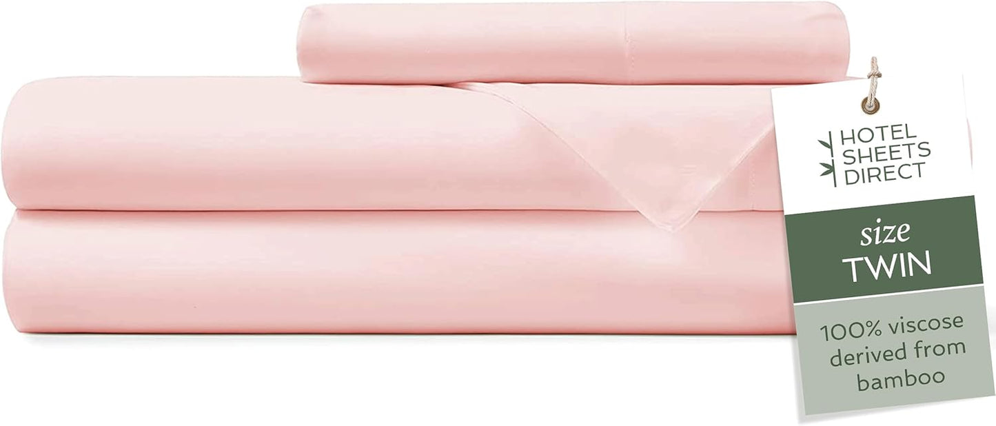 Hotel Sheets Direct 4 Piece Bed Sheet Set Queen Size, 100% Viscose Derived from Bamboo Sheets Set with 2 Pillowcases, Cooling & Breathable Luxury Bedding, Moisture-Wicking & Silky Soft, Light Gray