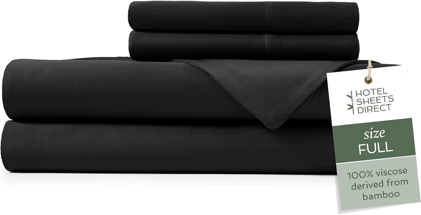 Hotel Sheets Direct 4 Piece Bed Sheet Set Queen Size, 100% Viscose Derived from Bamboo Sheets Set with 2 Pillowcases, Cooling & Breathable Luxury Bedding, Moisture-Wicking & Silky Soft, Light Gray