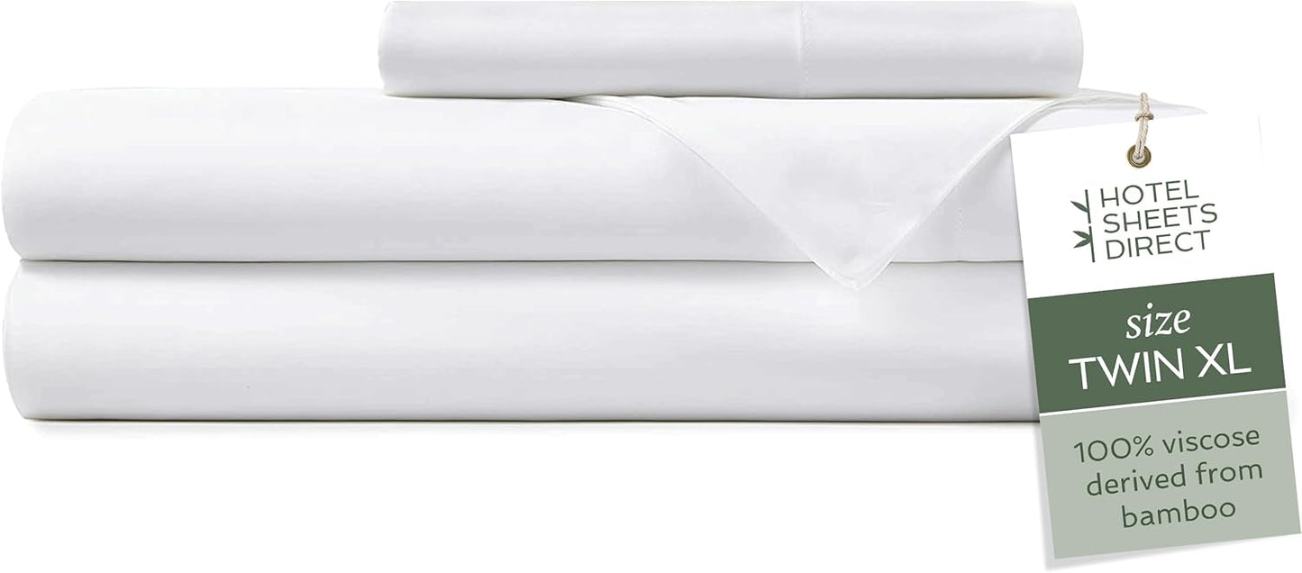 Hotel Sheets Direct 4 Piece Bed Sheet Set Queen Size, 100% Viscose Derived from Bamboo Sheets Set with 2 Pillowcases, Cooling & Breathable Luxury Bedding, Moisture-Wicking & Silky Soft, Light Gray