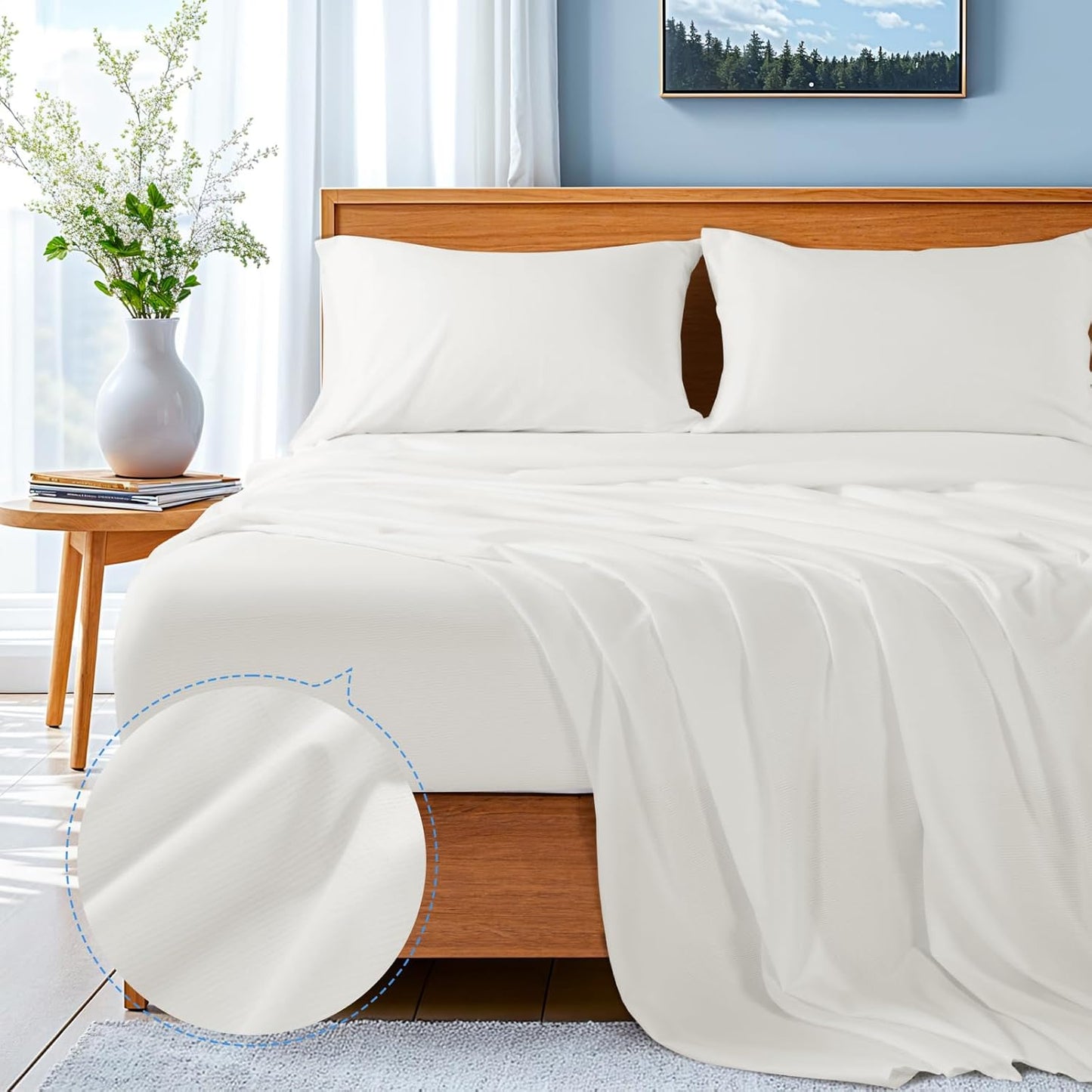 Shilucheng 6 Piece King Sheet Sets, Cooling Sheets, Blend Rayon Derived from Bamboo, Deep Pocket Up to 16", Breathable & Soft Bed Sheets, Hotel Silky Bedding Set, Dark Grey