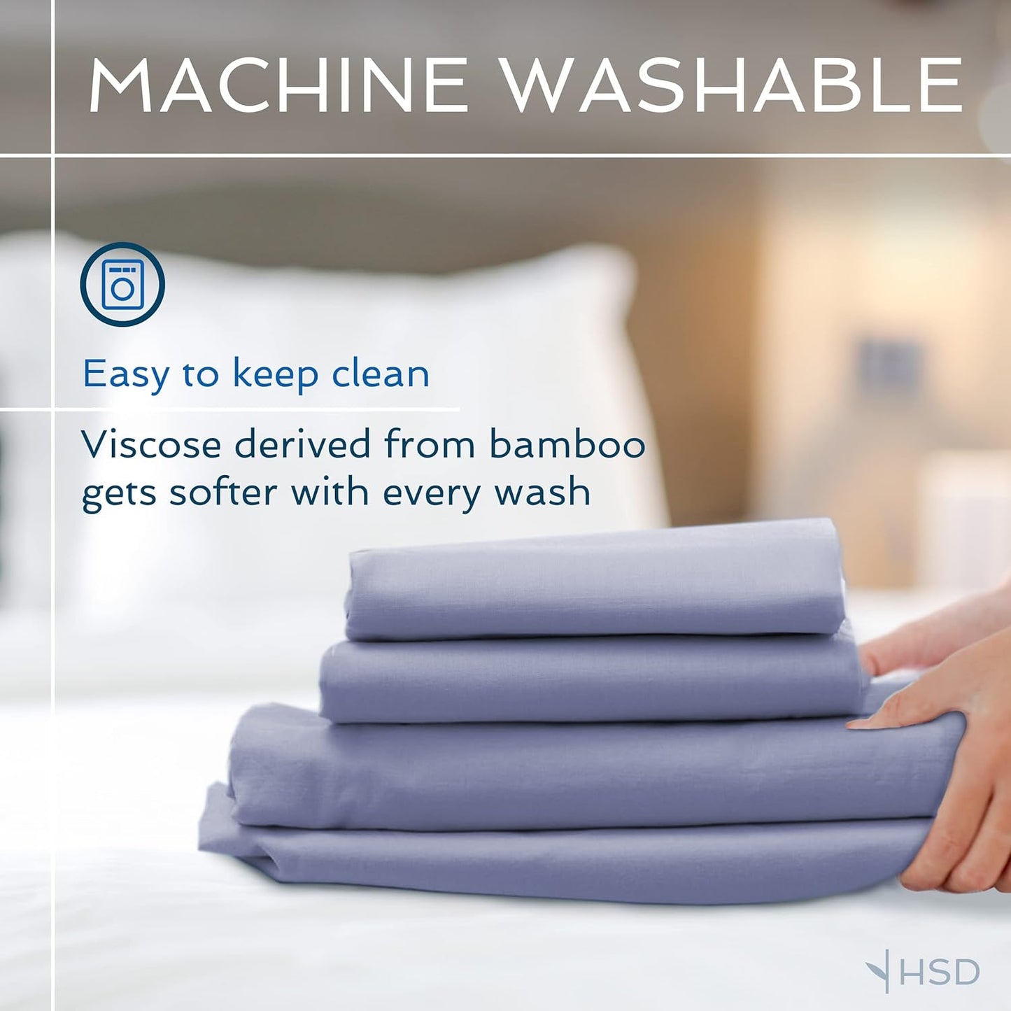 Hotel Sheets Direct 4 Piece Bed Sheet Set Queen Size, 100% Viscose Derived from Bamboo Sheets Set with 2 Pillowcases, Cooling & Breathable Luxury Bedding, Moisture-Wicking & Silky Soft, Light Gray