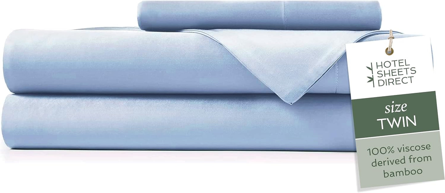 Hotel Sheets Direct 4 Piece Bed Sheet Set Queen Size, 100% Viscose Derived from Bamboo Sheets Set with 2 Pillowcases, Cooling & Breathable Luxury Bedding, Moisture-Wicking & Silky Soft, Light Gray