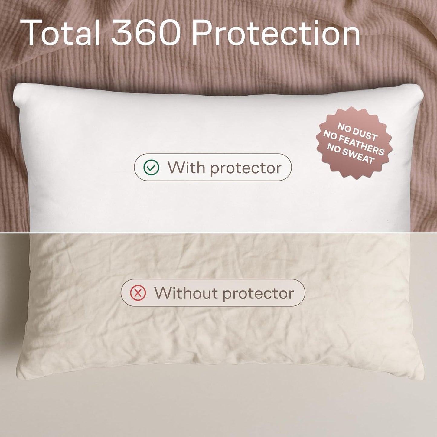 Ultra Soft Pillow Protectors with Zipper Queen Size - Set of 8 Breathable Pillow Covers - 100% Protection Against Stains, Dust & Dirt - Machine Washable (White)