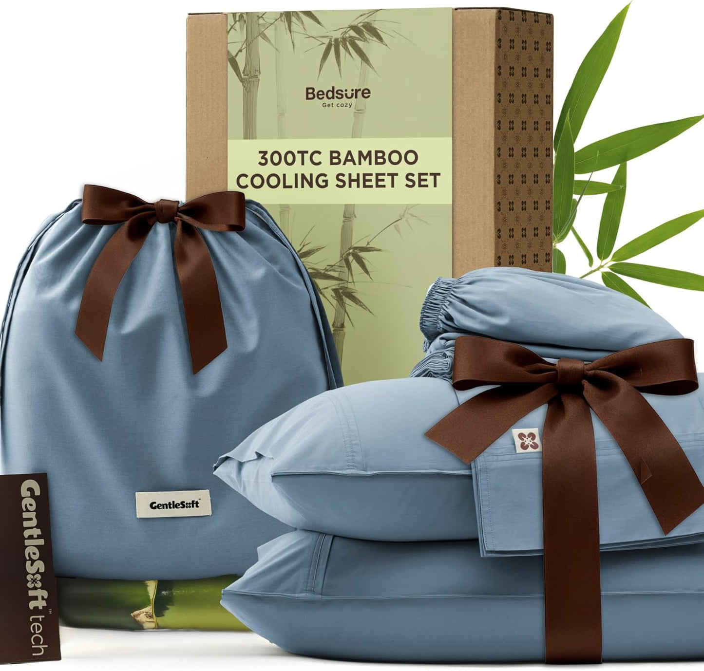 Bedsure King Size Sheets Set, Bamboo Viscose Sheets, Rayon Cotton Blend, GentleSoft, Breathable, Deep Pocket Up to 18 Inches, Hotel Luxury Bedding for Hot Sleepers, White