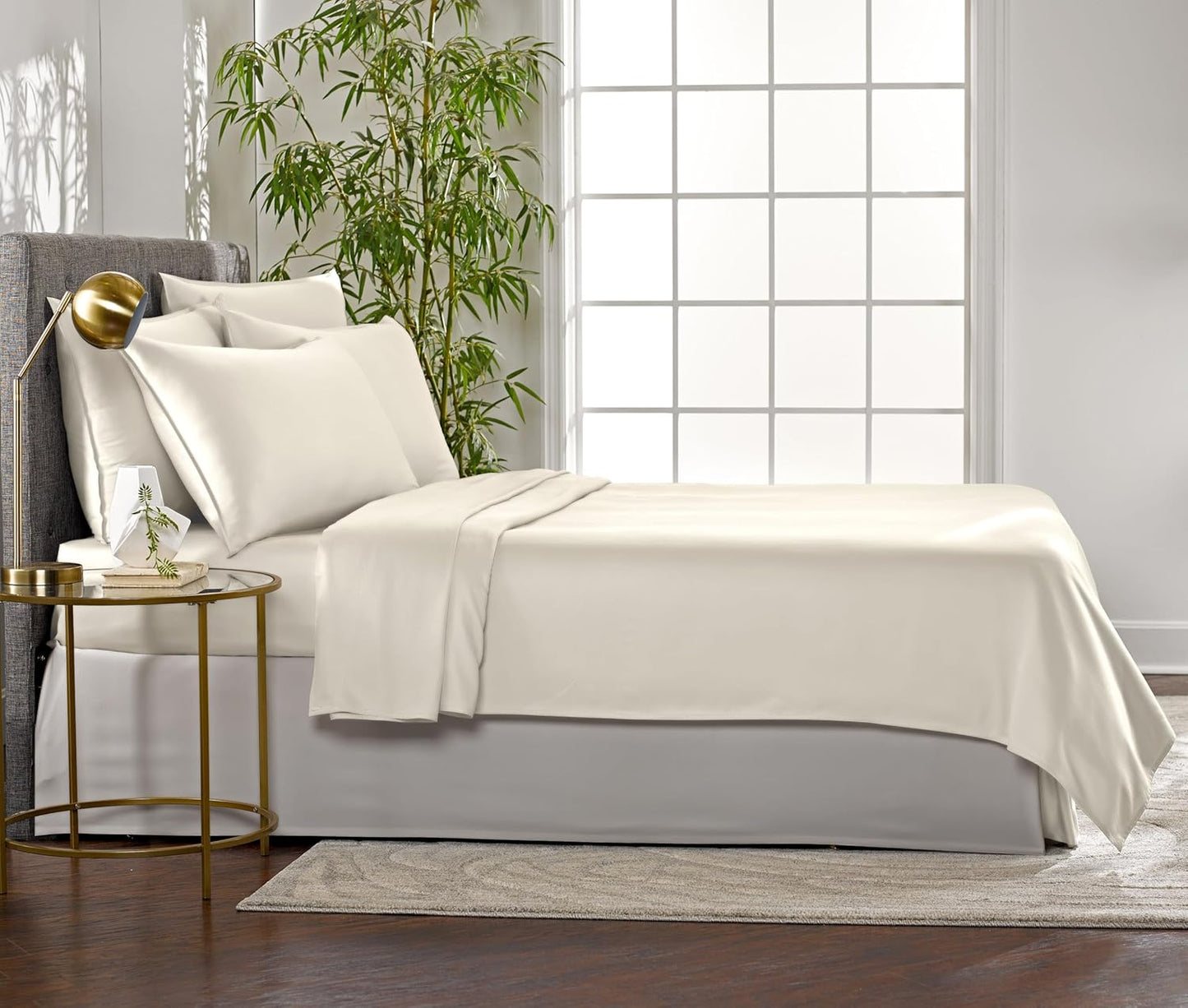 King Sheets by Pure Bamboo, Genuine 100% Organic Viscose Derived from Bamboo Bed Sheet Set, Luxuriously Soft & Cooling, Double Stitching, Lifetime Quality Promise (King, Ivory)