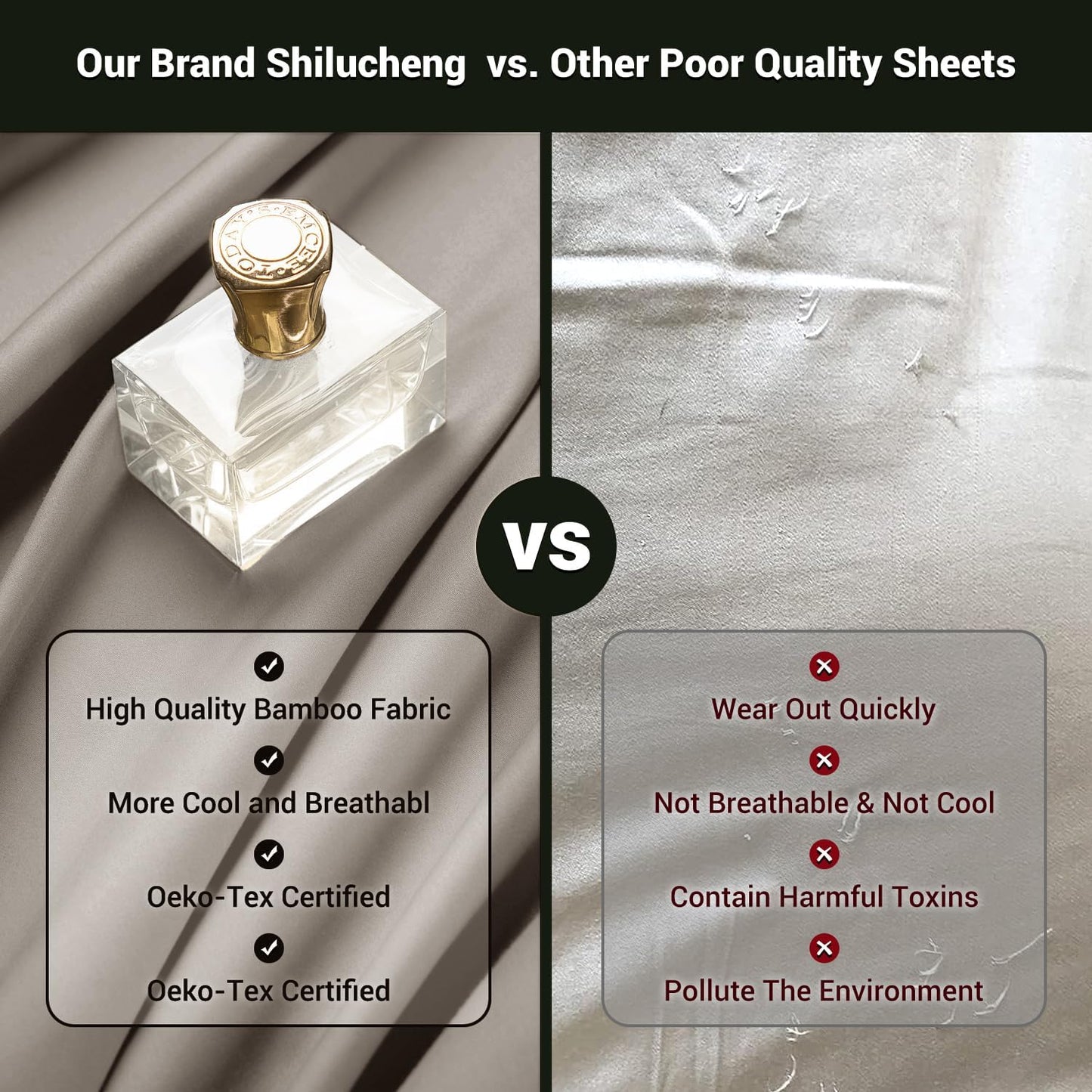 Shilucheng 4 Piece King Sheet Sets, Cooling Sheets, Blend Rayon Derived from Bamboo, Deep Pocket Up to 16", Breathable & Soft Bed Sheets, Hotel Silky Bedding Set, Taupe